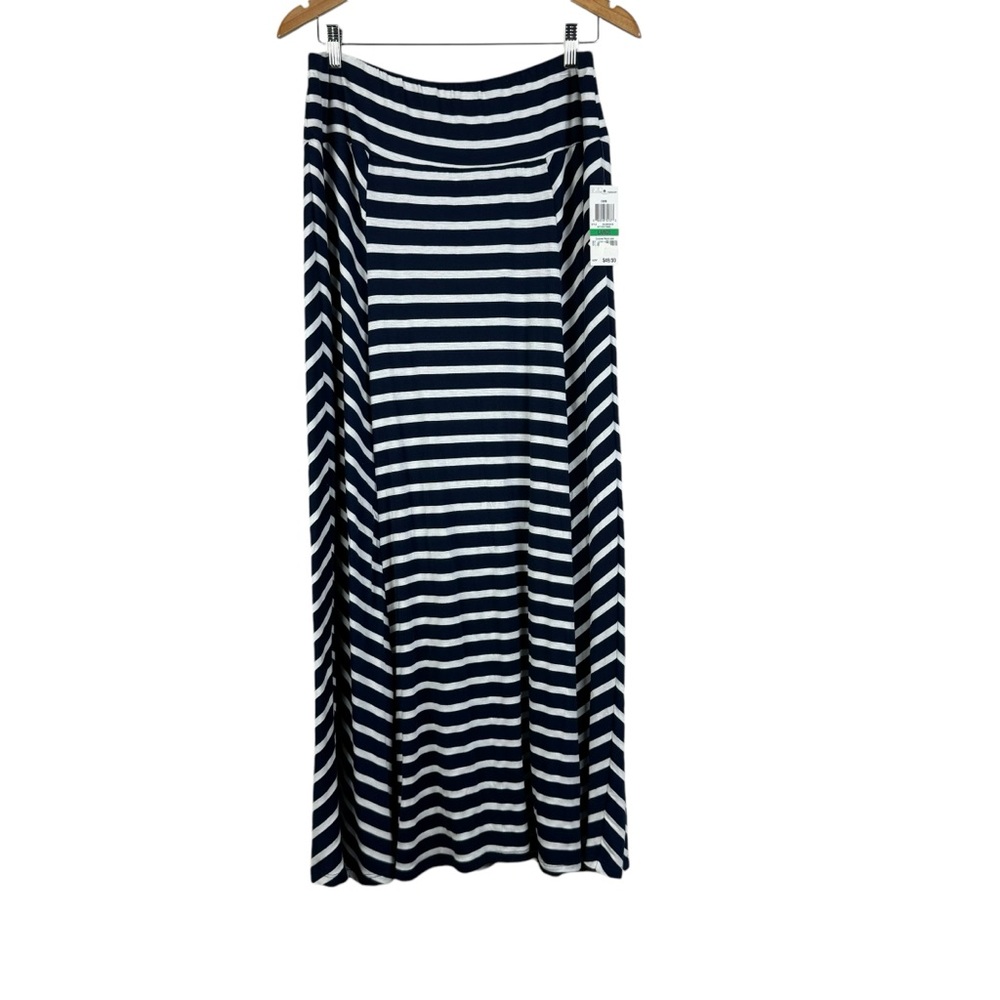 Style & Co Maxi Skirt Navy White Stripes Size Large